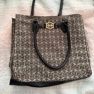 Tan Tommy Hilfiger Monogrammed Tote